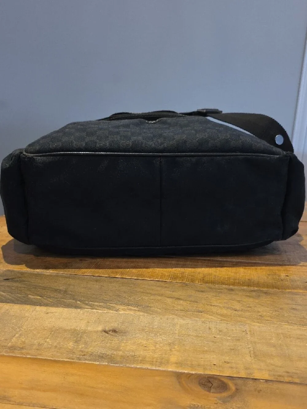 Gucci Black Monogram Diaper Messenger Crossbody Bag
